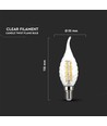 Ampoule LED filament E14 4W flamme coup de vent - 3000K, blanc chaud, équivalent 35W