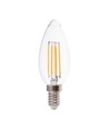 E14 4W LED kronljus filament - 400lm, 6500K, klart glas, 300° ljusspridning