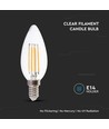 E14 4W LED kronelys filament - 400lm, 6500K, klart glass, 300° lysspredning