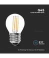 E27 4W LED kronepære - G45, filament, 400lm, 6500K, kald hvit