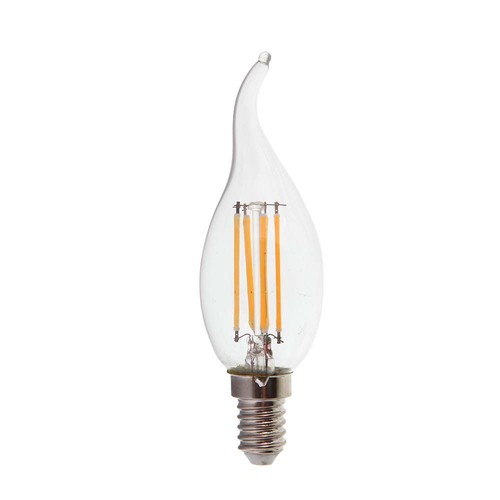E14 4W LED filament kaarslamp met tip - 400lm, 6500K, koud wit