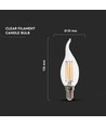 Ampoule LED E14 4W filament flamme coup de vent - 400lm, 6500K, blanc froid