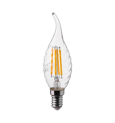 4W Lamp E14 - Twist, kaarslamp, vlam, kooldraad, 4000K