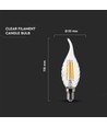 Ampoule LED E14 4W flamme - Filament, bougie, 4000K