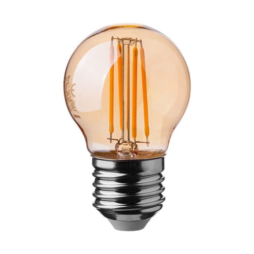 Ampoule LED E27 4W - G45, filament, 2200K, ambre