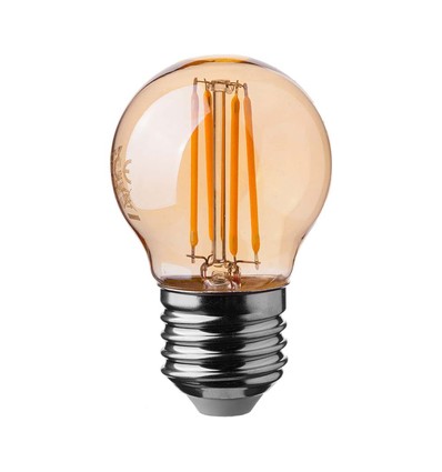 Ampoule LED E27 4W - G45, filament, 2200K, ambre