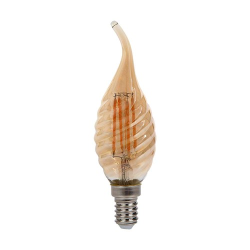 E14 4W Filament LED klotlampa - Candle tip, amber glas, 2200K, Ø3,5cm
