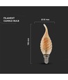 E14 4W Filament LED kogellamp - Candle tip, amber glas, 2200K, Ø3,5cm
