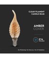 E14 4W Filament LED kogellamp - Candle tip, amber glas, 2200K, Ø3,5cm