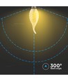 E14 4W Filament LED klotlampa - Candle tip, amber glas, 2200K, Ø3,5cm