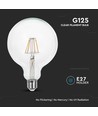 E27 6W LED filament lampa - G125 globe, klar, varmvit, 300° beam angle