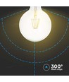 E27 6W LED filament pære - G125 globe, klar, varm hvit, 300° beam angle