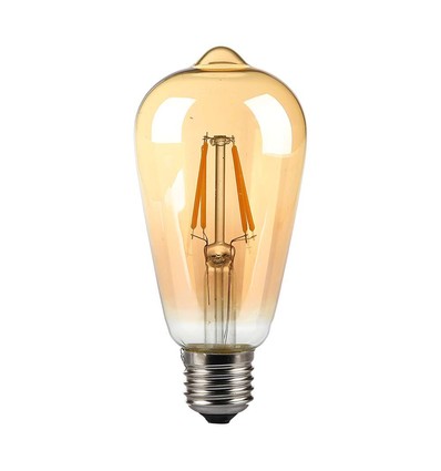 E27 8W LED-lamp - ST64, filament, amberkleurig glas, extra warm 2200K