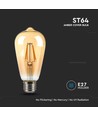 E27 8W LED-pære - ST64, filament, ravfarget glass, ekstra varm 2200K
