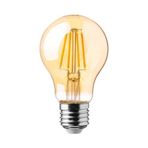 Ampoule LED E27 12W - A60, filament, verre ambré, blanc extra chaud 2200K