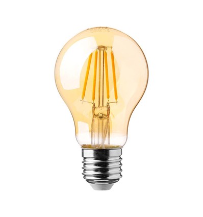 E27 12W LED-pære - A60, filament, ravfarget glass, ekstra varm 2200K