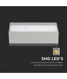 Applique murale LED 12W avec éclairage haut/bas - IP65 extérieur, gris, 230x100x90mm, source lumineuse incluse
