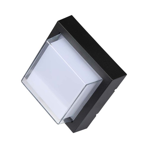 7W LED vegglampe, sort - 700lm, varm hvit, firkantet, inkl. lyskilde