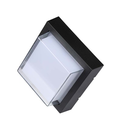 Applique murale LED 7W, noir - 700lm, blanc chaud, carrée, source lumineuse incluse