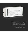 5-kanals LED forsterker til 12V/24V - 15A, hvit, til RGB+W / RGB / enkeltfarget LED strips