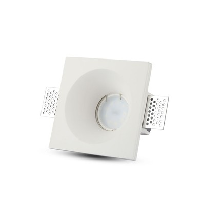 GU10 inbouwspot van gips, vierkant - Wit, overschilderbaar, zonder lichtbron, 10x10 cm
