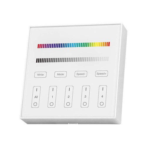 4 Sone RGB+W WiFi veggpanel fjernkontroll, 3V - 86x86mm, hvit, 4 soner, dimbar, RF 2.4GHz