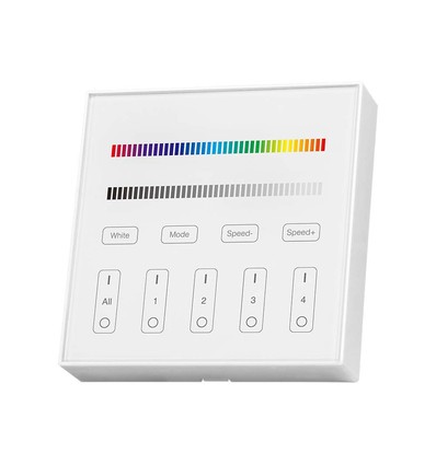 4 Sone RGB+W WiFi veggpanel fjernkontroll, 3V - 86x86mm, hvit, 4 soner, dimbar, RF 2.4GHz