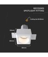 GU10 inbouwspot van gips - Rond, wit, 80x80mm, gat: 85x85mm, IP20, zonder lichtbron