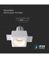Spot encastrable GU10 en plâtre - Rond, blanc, 80x80mm, perçage : 85x85mm, IP20, sans source lumineuse