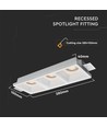 3xGU10 innfellingsspot i gips - Firkantet, hvit, uten lyskilde, hullmål: 285x105mm