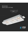 3xGU10 inbouwspot van gips - Vierkant, wit, zonder lichtbron, zaagmaat: 285x105mm