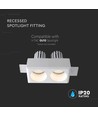 Double spot encastrable GU10 en plâtre - Rond, blanc, peut être peint, IP20 intérieur, sans source lumineuse