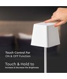 Lampe de table LED rechargeable intérieur/extérieur - Blanc, tactile dimmable, IP54, lumière blanche chaude
