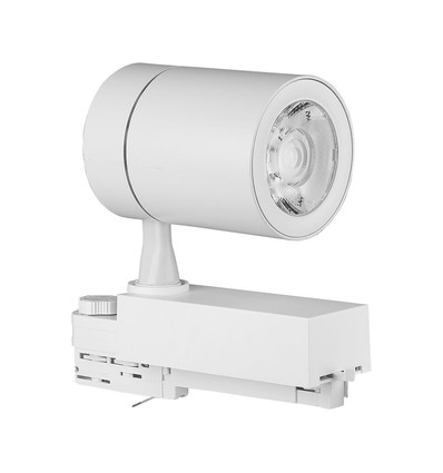 35W 3-faset skinnespot - 24 grader, 6400K, hvit, COB LED, 4-leder tracklight