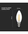 E14 4W dimbar LED kronepære - Twisted candle filament, 350lm, varm hvit