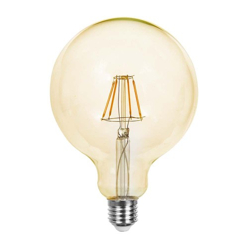 E27 12W G125 LED filament lamp - Amber glas, 2200K, 1350lm, 300° stralingshoek