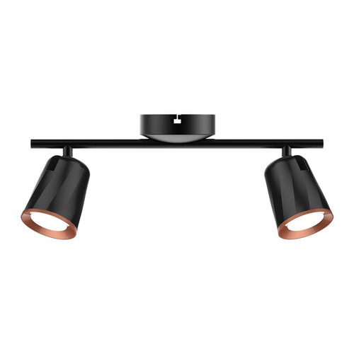 12W dubbele LED wandlamp, zwart - 1080lm, 4000K, IP20, verstelbare koppen