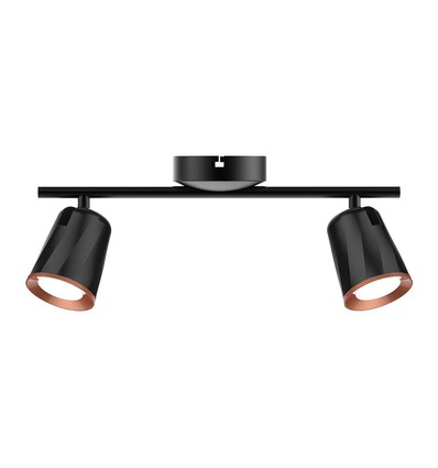 12W dubbele LED wandlamp, zwart - 1080lm, 4000K, IP20, verstelbare koppen