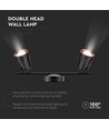 12W dobbelt LED vegglampe, sort - 1080lm, 4000K, IP20, justerbare hoder