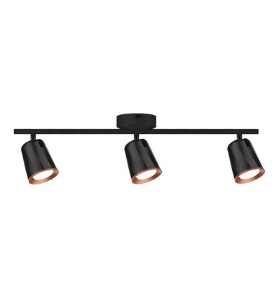 18W sort LED væglampe - 3000K, 3 hoveder