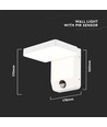 17W LED vägglampa med sensor, vit - 2580lm, IP65, 4000K, fyrkantig, PIR sensor