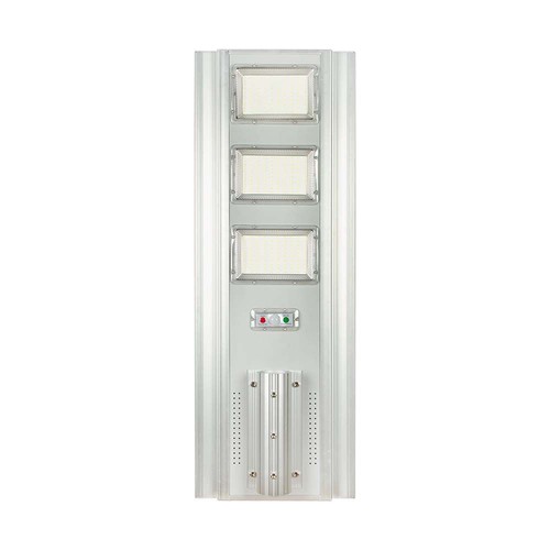 300W LED solcelle gatelykt - 3500lm, 6400K, aluminium, IP65, inkl. solcellepanel og batteri