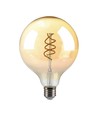 Ampoule LED filament spirale 6W E27 dimmable - G125, verre ambré, 1800K, angle 300°