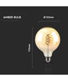 Ampoule LED filament spirale 6W E27 dimmable - G125, verre ambré, 1800K, angle 300°
