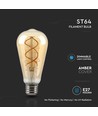 Ampoule LED E27 5W dimmable - ST64, filament, verre ambré, blanc extra chaud 1800K