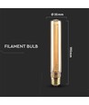 E27 2W T30 LED art filament pære - 1800K, amber glass, vintage effekt, lasergravering