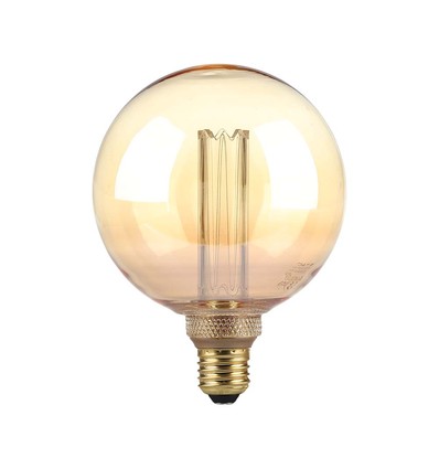 E27 4W G125 Art Filament LED pære - Amber glas, 1800K, laser graveringer, varm hvid filament