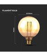 E27 4W G125 Art Filament LED pære - Amber glass, 1800K, lasergraveringer, varm hvit filament