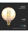 E27 4W G125 Art Filament LED pære - Amber glass, 1800K, lasergraveringer, varm hvit filament