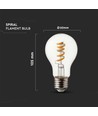 Ampoule LED filament spirale E27 4W - GLS, verre clair, 300lm, blanc chaud, remplace 28W